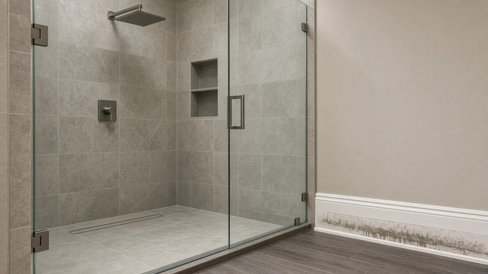 Editorial photograph illustrating Signs Your Shower Waterproofing May Have Failed