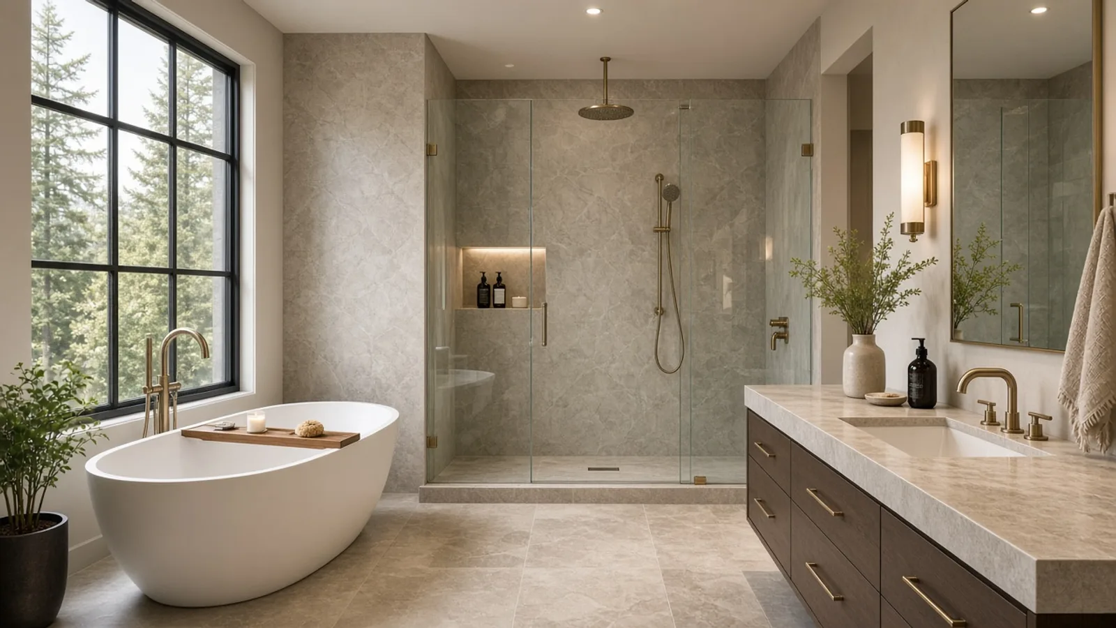 Editorial photograph illustrating Walk-In Shower vs Bathtub
