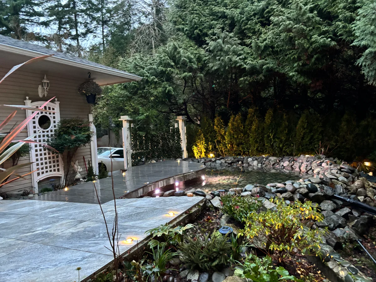 West Vancouver Garden Pond, Paths & Night Lighting, West Vancouver