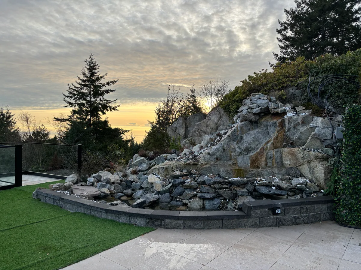 West Vancouver Rock Waterfall & Hillside Hardscape, West Vancouver