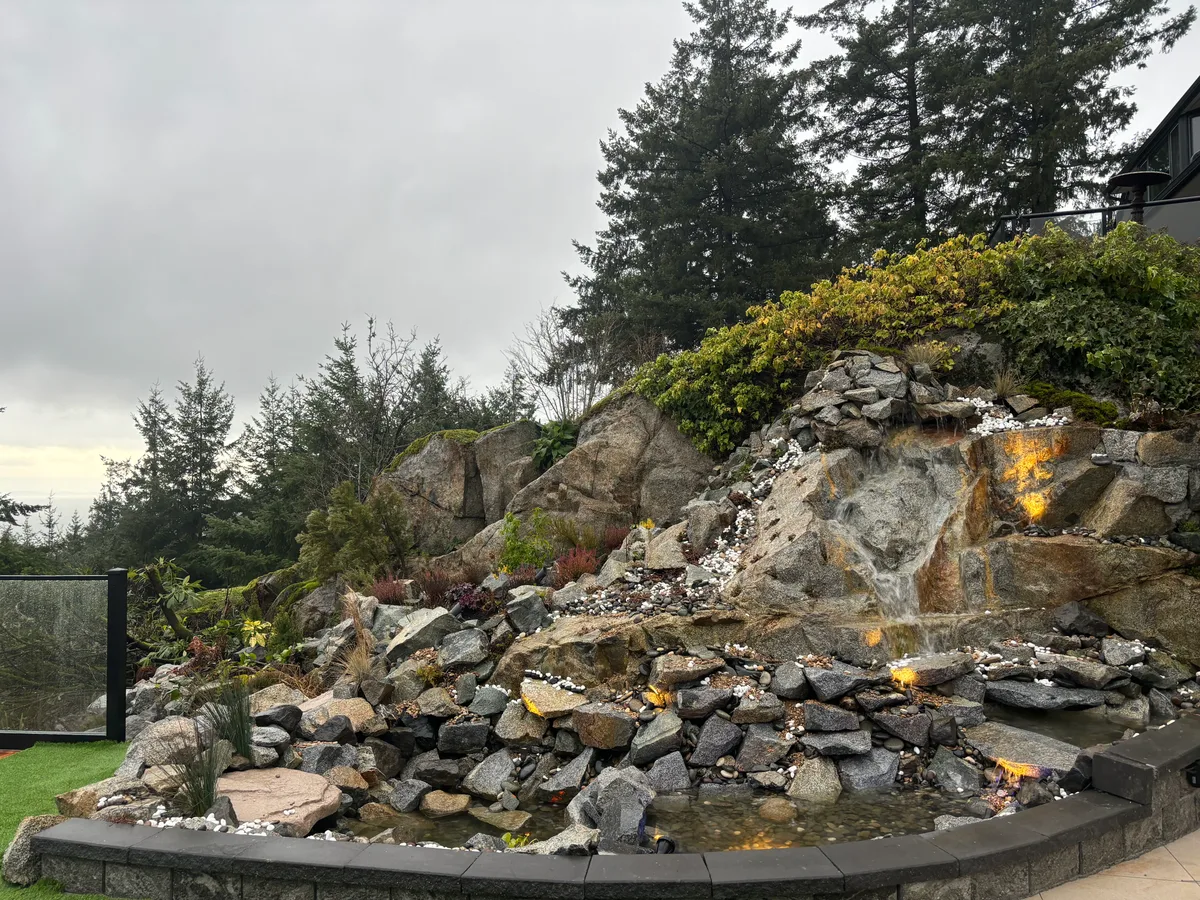 West Vancouver Rock Waterfall & Hillside Hardscape, West Vancouver